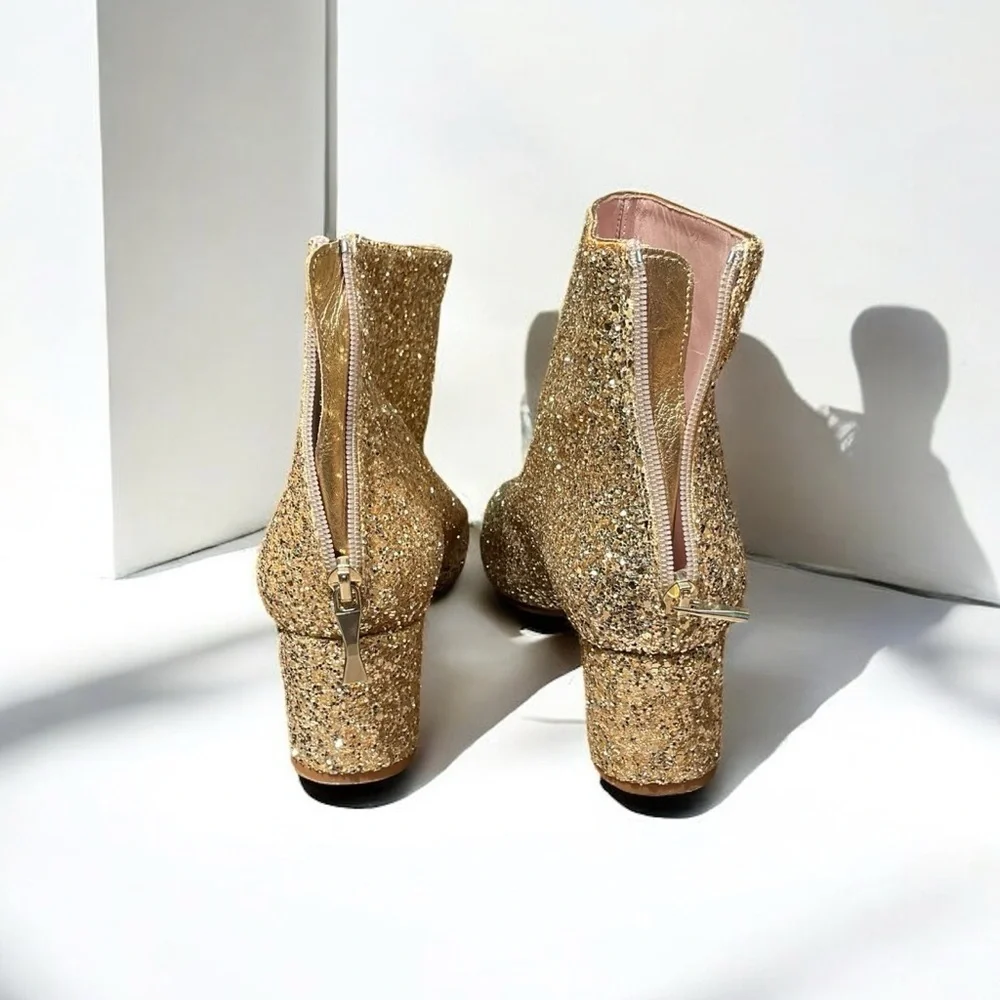 🌻Kate Spade Junelle Gold Glitter Booties | Women's Size 6.5